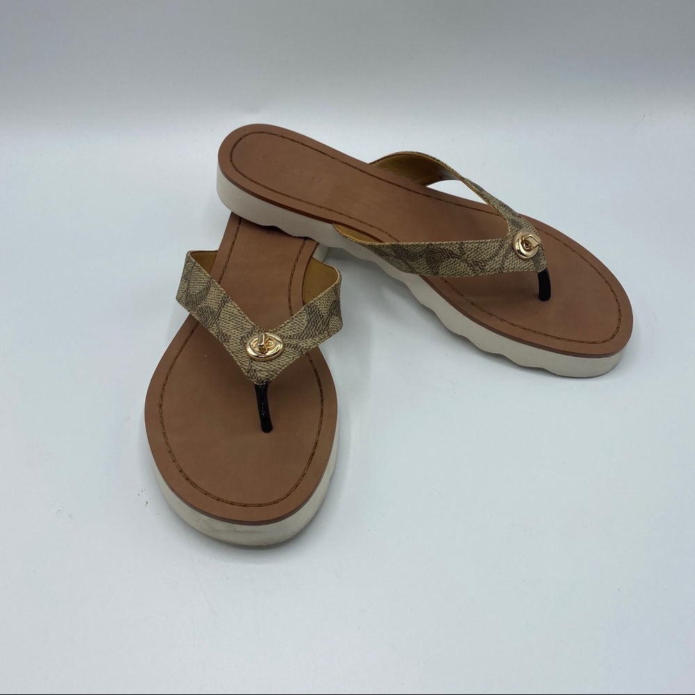 COACH Shelly Signature Canvas Twist-Lock Sandals